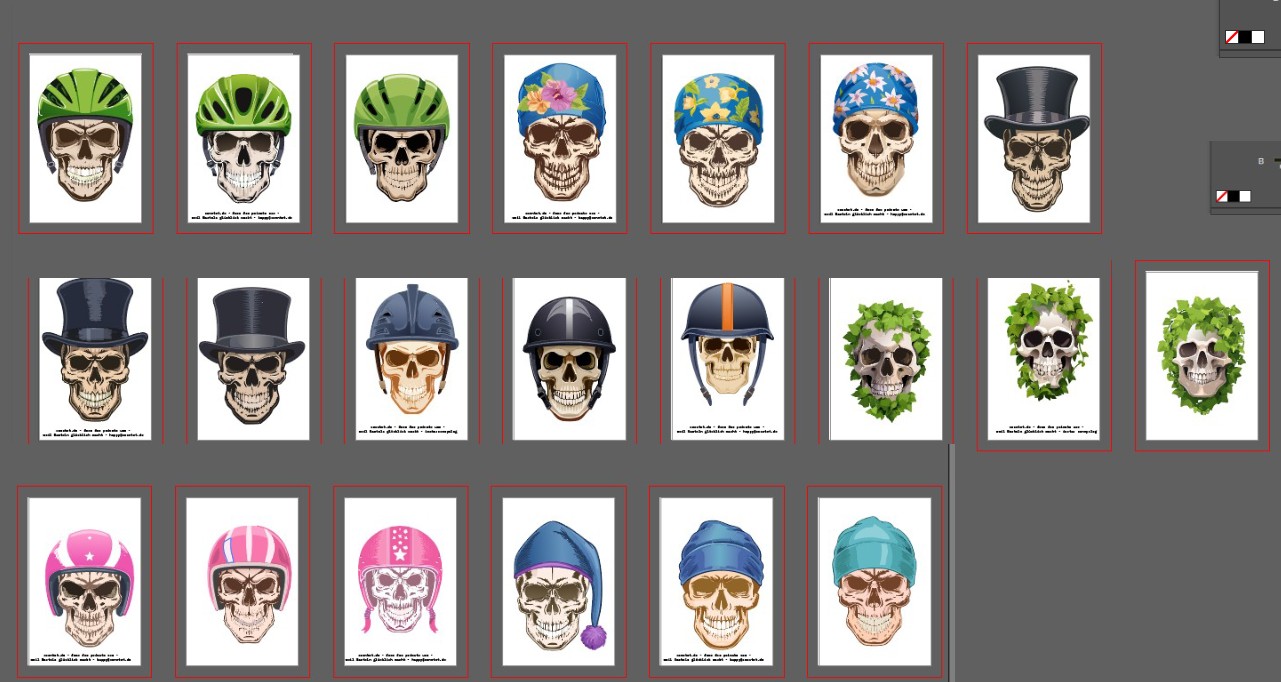 Totenkoepfe mit Hüten