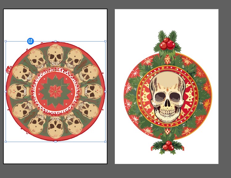 Mandalas zu Weihnachten, mit Totenkopfmotiv