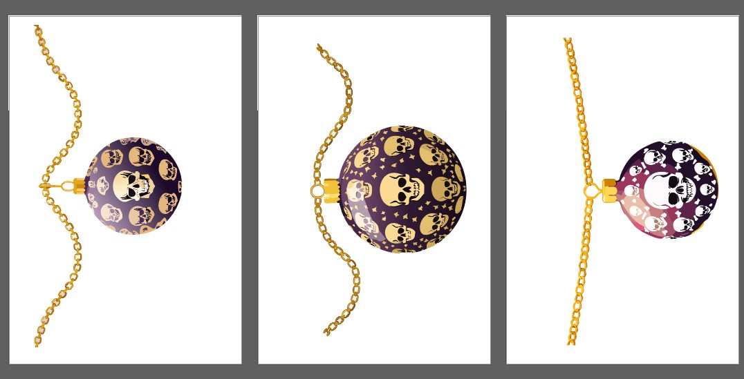 Weihnachtsbaum Kugeln mit Totenkopf drauf